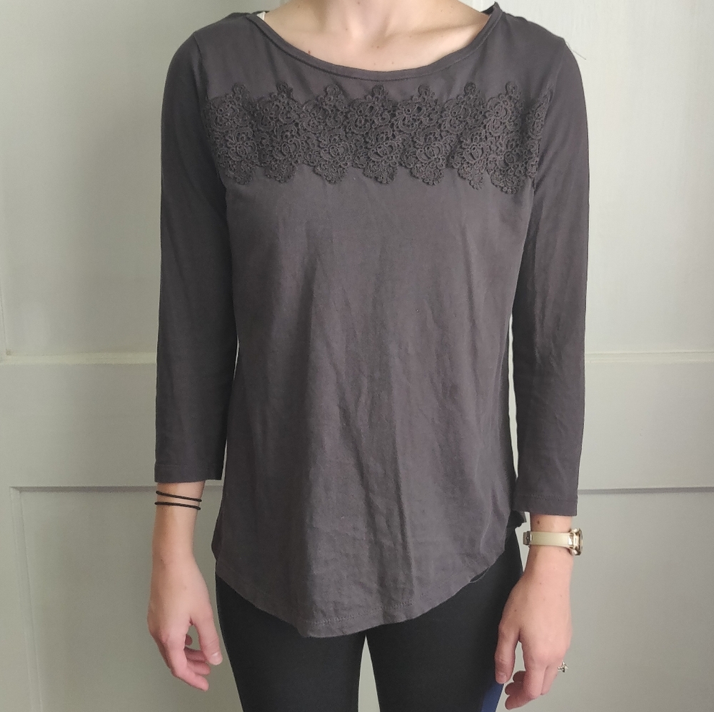 Grey Loft Top with Lace details